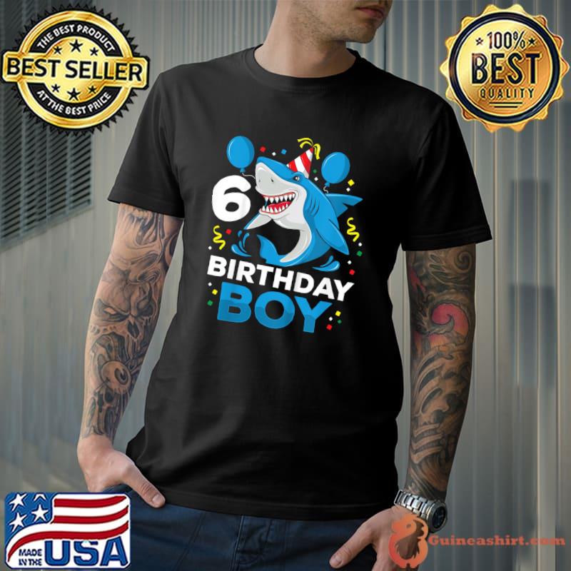 Kids 6th Birthday Boy Shark Ocean Theme Party 6 Years Old For Boy T-Shirt