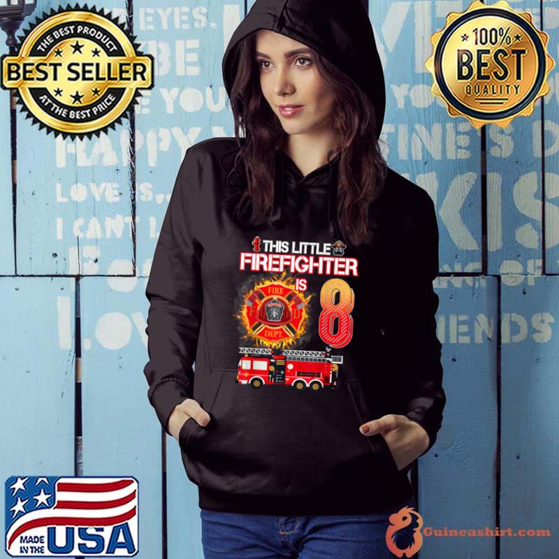 Kids 8 Year Old Firefighter Birthday Party Fire Truck 8th T Shirt