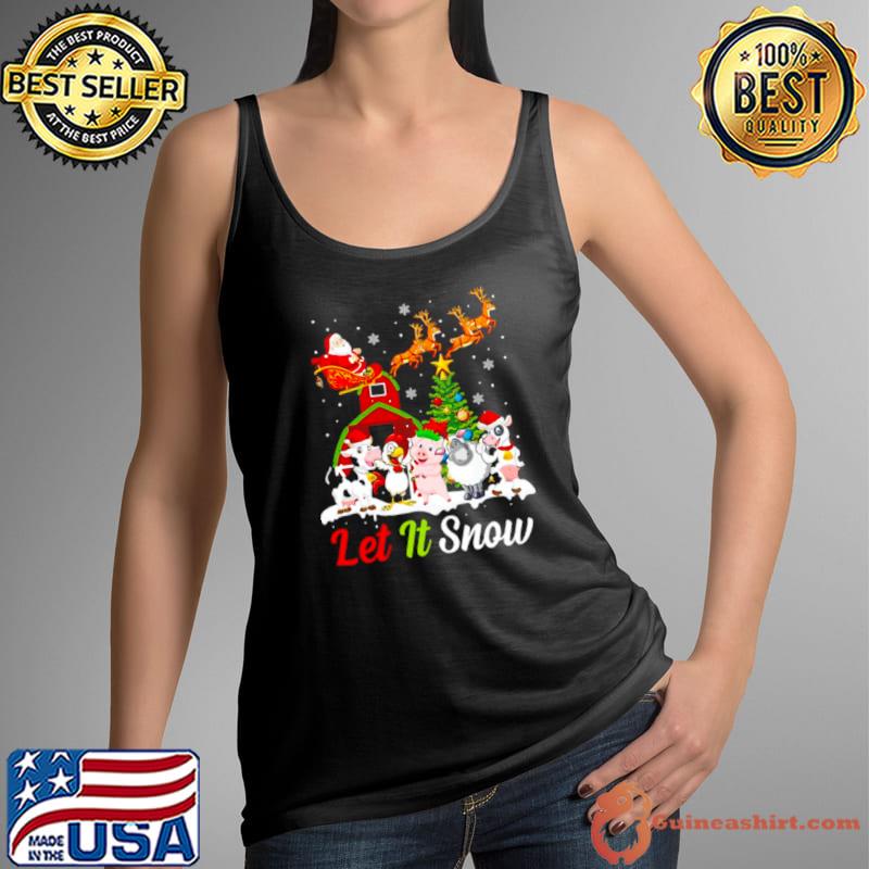 Let It Snow Merry Xmas Farm Animals Tractor Sweater T s Tank Top
