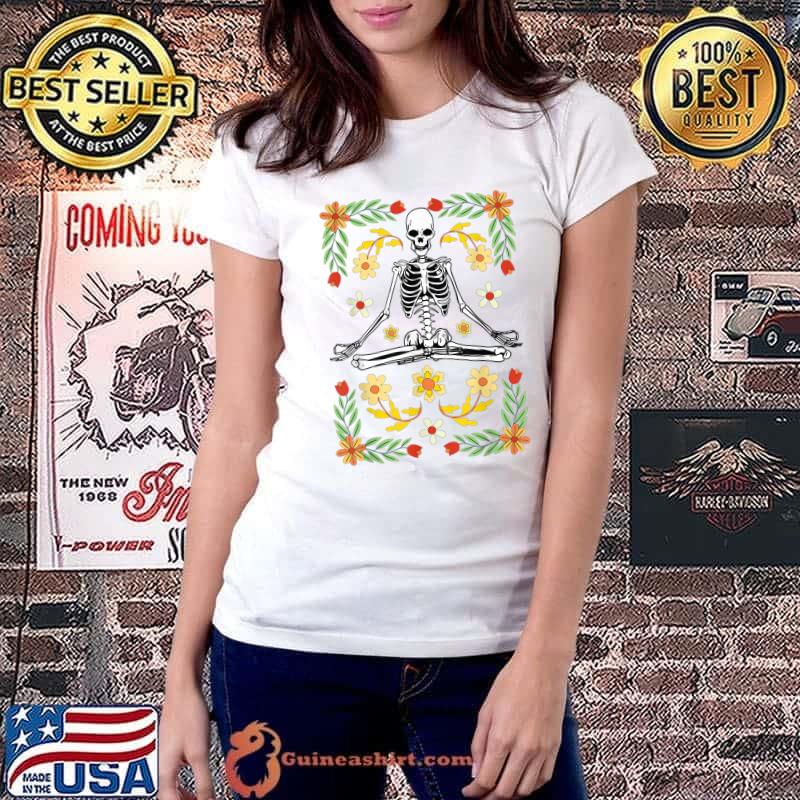 Meditating Skeleton Dia De Los Muertos Mexican Day of Dead T-Shirt Ladiestee
