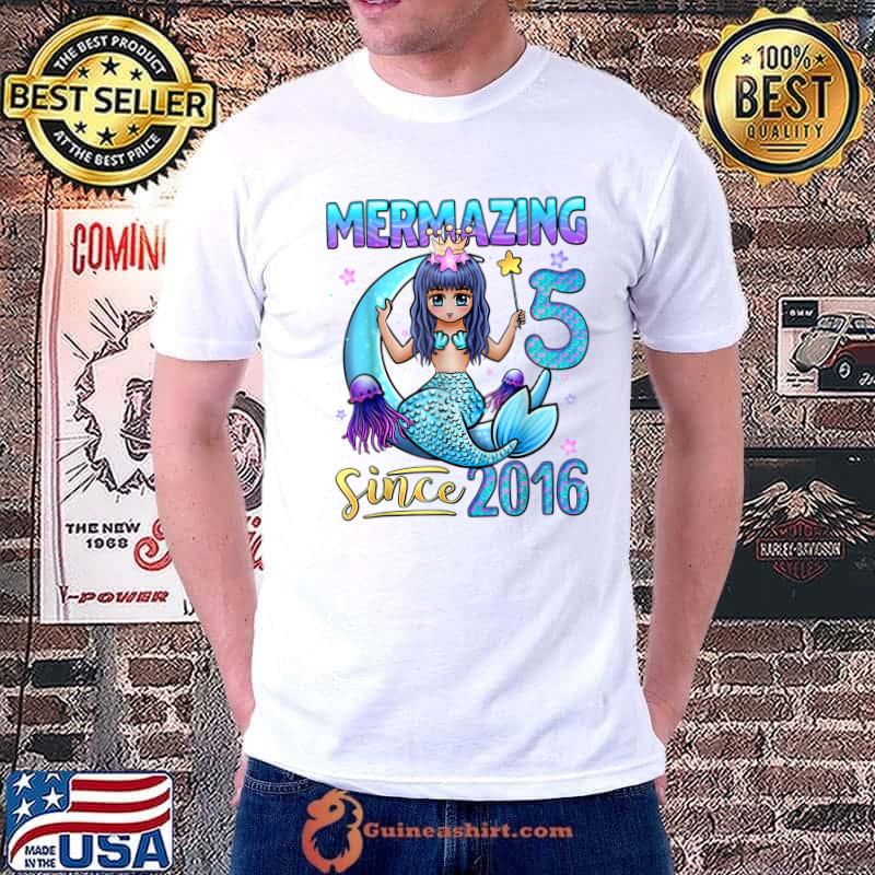Mermazing Since 2016 5 Years Old Girl Mermaid 5th Birthday T-Shirt