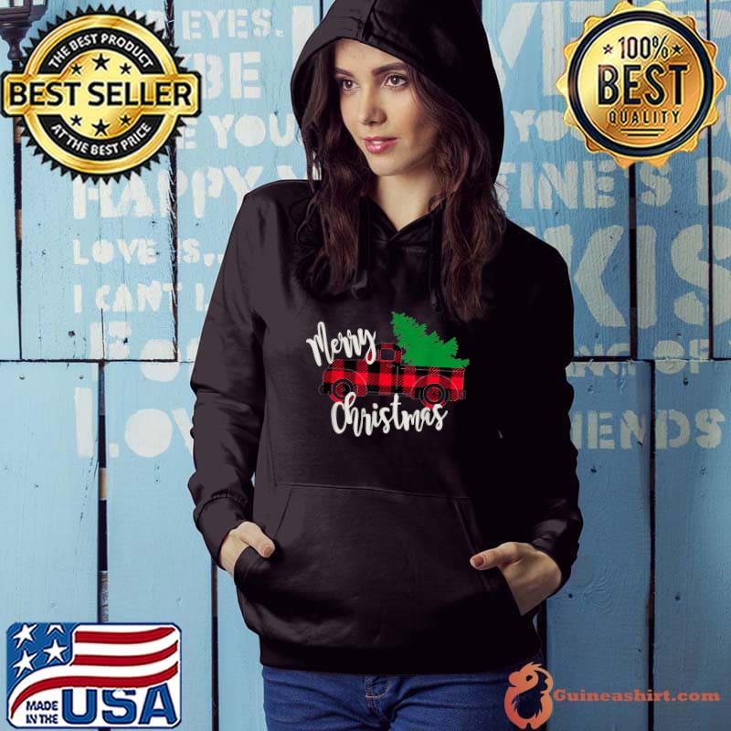Merry Christmas Buffalo Truck Tree Red Plaid Men Women T-Shirt Hoodie