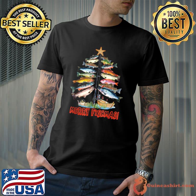 Merry Fishmas Christmas Tree Fish Funny Fishing T-Shirt