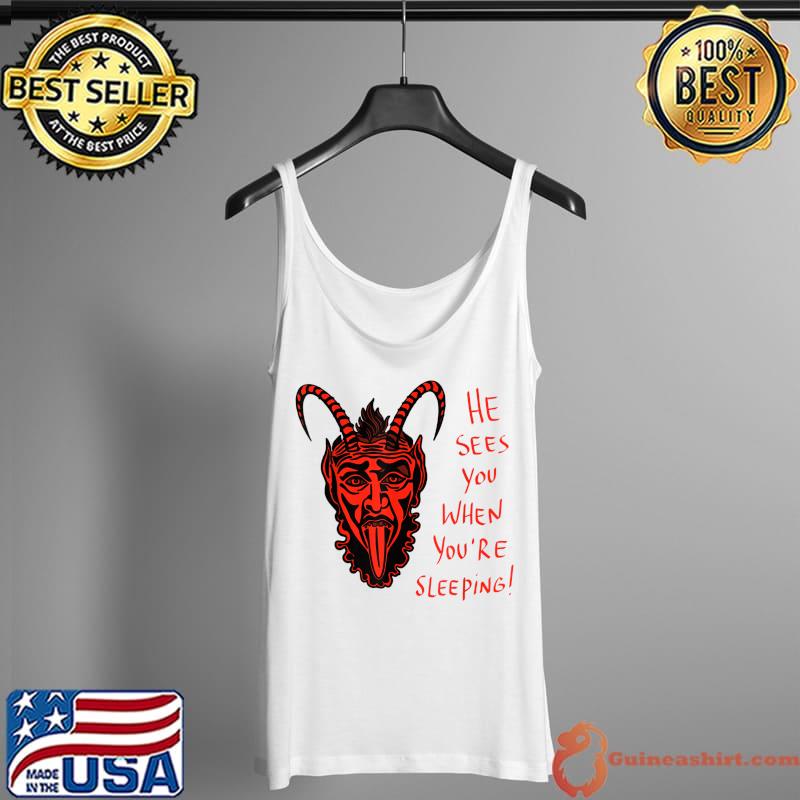 Merry Krampus He Sees You When You Are Sleeping! T-Shirt Tank Top