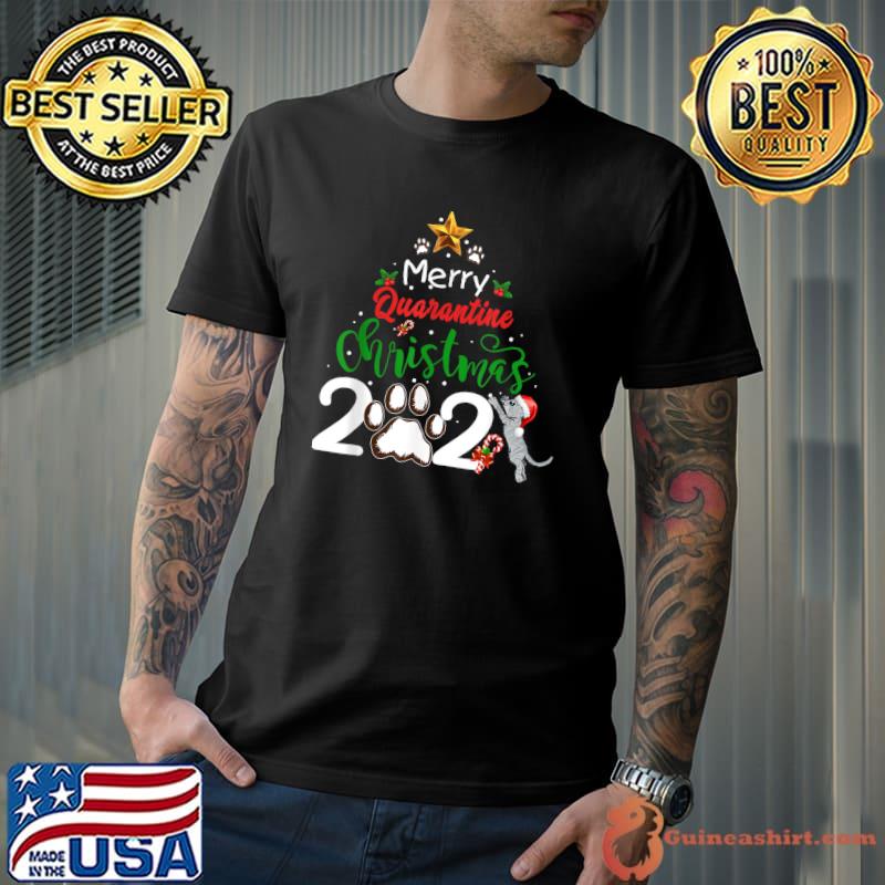 Merry Quarantine cat Family Christmas 2021 T-Shirt Unisex