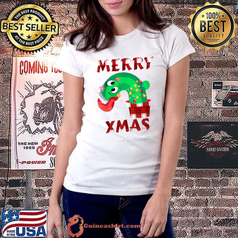 Merry Xmas Funny Cactus Santa Claus Men Women Kids Christmas T-Shirt Ladiestee
