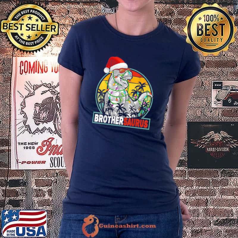 Nice christmas Dinosaur Vintage Rex Pajamas Boys Xmas Lights Shirt Ladiestee