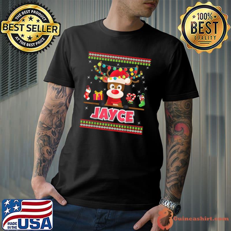 Nice cute Reindeer Jayce Merry Christmas Light Santa Hat Sweater T Shirt