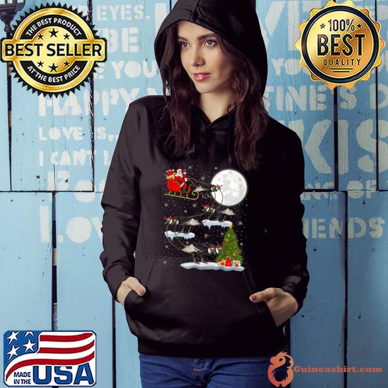 Nice Funny Xmas Lighting Tree Santa Riding Condor Christmas T Shirt