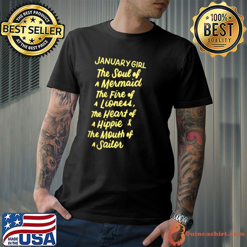 Nice January Girl The Soul of a Mermaid Funny Birthday Gifts T Shirt