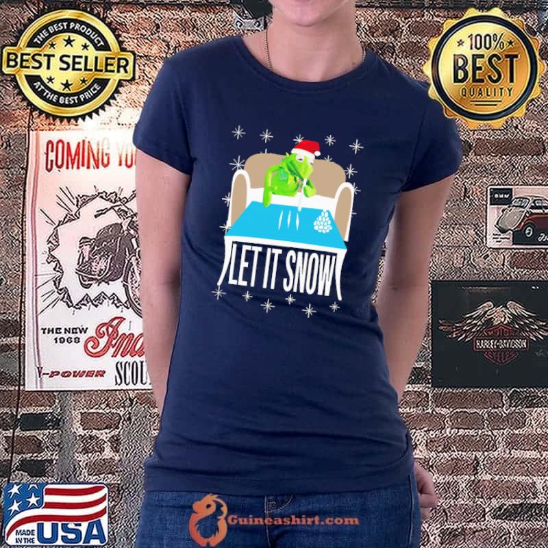 Nice Kermit the Frog Three Lines Of Coke Let It Snow Christmas Shirts Ladiestee