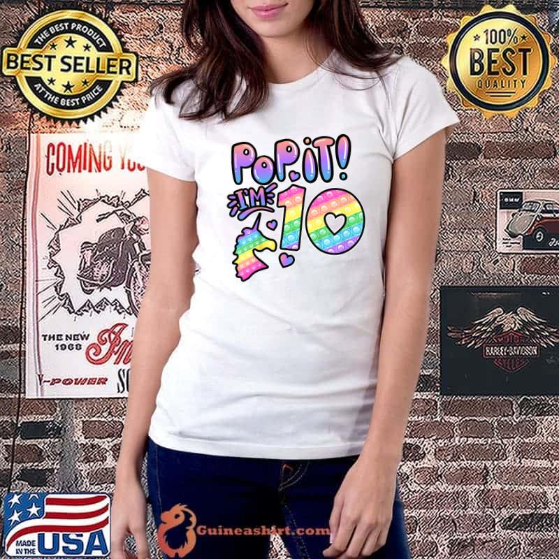 Nice kids Pop It 10th Birthday Girls Boys 10 Years Old Fidget T-Shirt Ladiestee