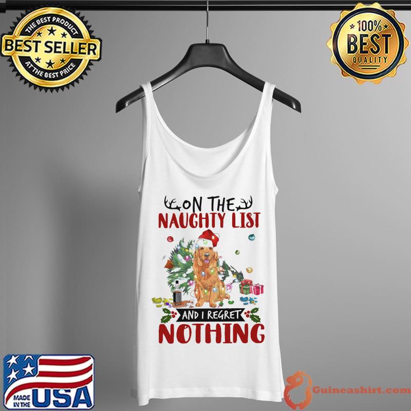 Nice On the naughty list and i regret nothing dogs lights christmas Tank Top