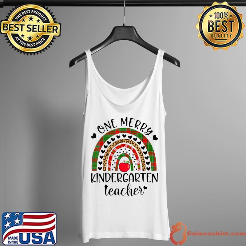 Nice one Merry Kindergarten Teacher Christmas Rainbow Leopard T-Shirt Tank Top