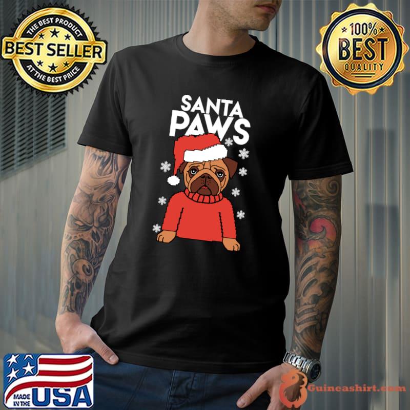 Nice santa Paws Cool French Bulldog In Santa Hat Christmas T-Shirt
