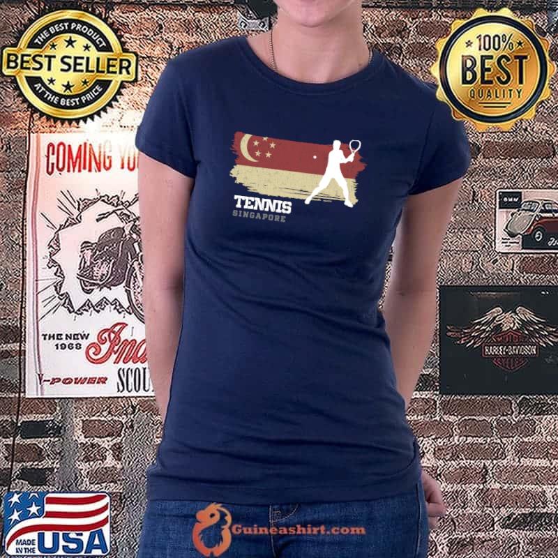 Nice tennis Singapore Flag Team Tennis Player Tennis T-Shirt Ladiestee