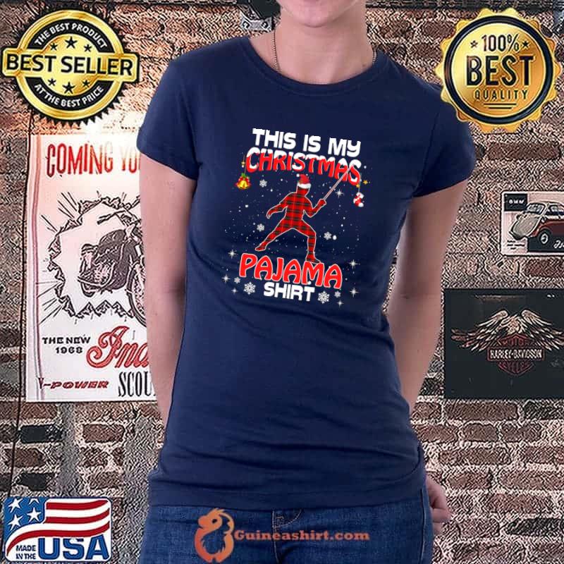 Nice this Is My Christmas Pajama Shirt Red Plaid Sword Mark T-Shirt Ladiestee