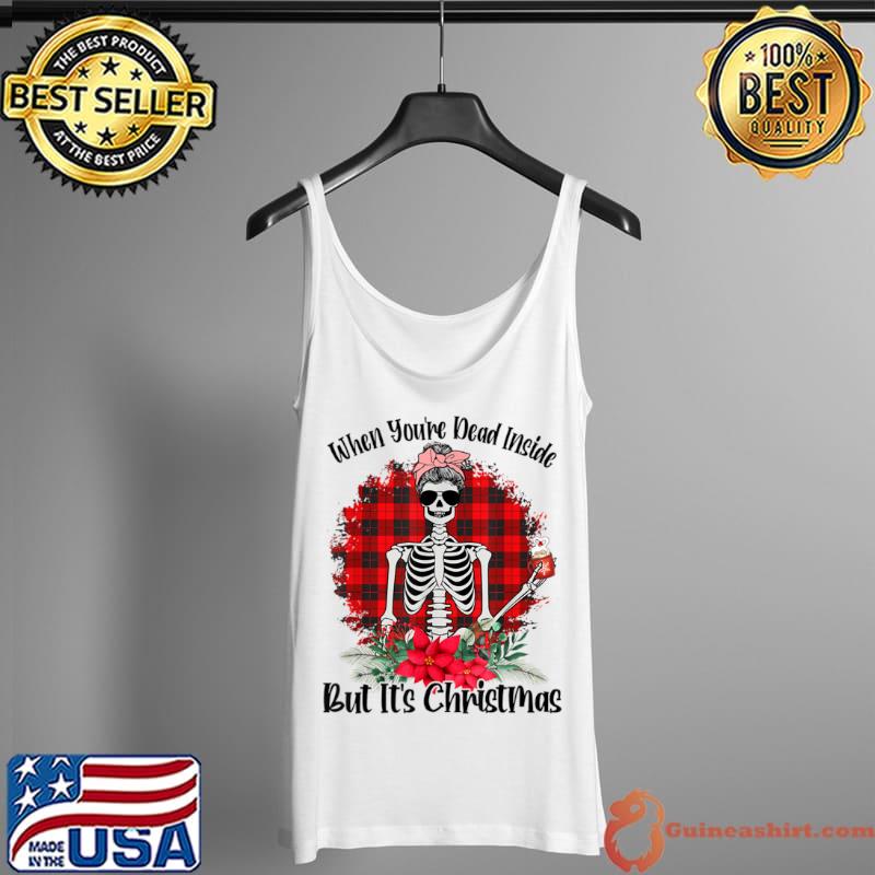 Official BdlJ Plaid Skeleton Merry Xmas Christmas Coffee Lover Noel T Shirt Tank Top
