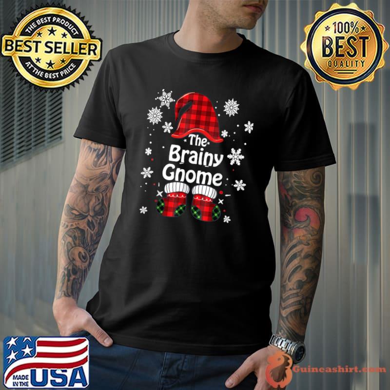 Official brainy Gnome Buffalo Plaid Christmas Family Matching Pajama T-Shirt