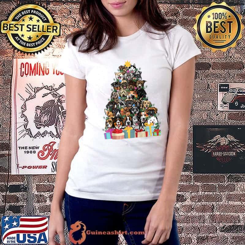 Official cute Dog Christmas Tree Fairy Lights Xmas Pet Puppy Dad Mom Raglan Baseball T-s Ladiestee