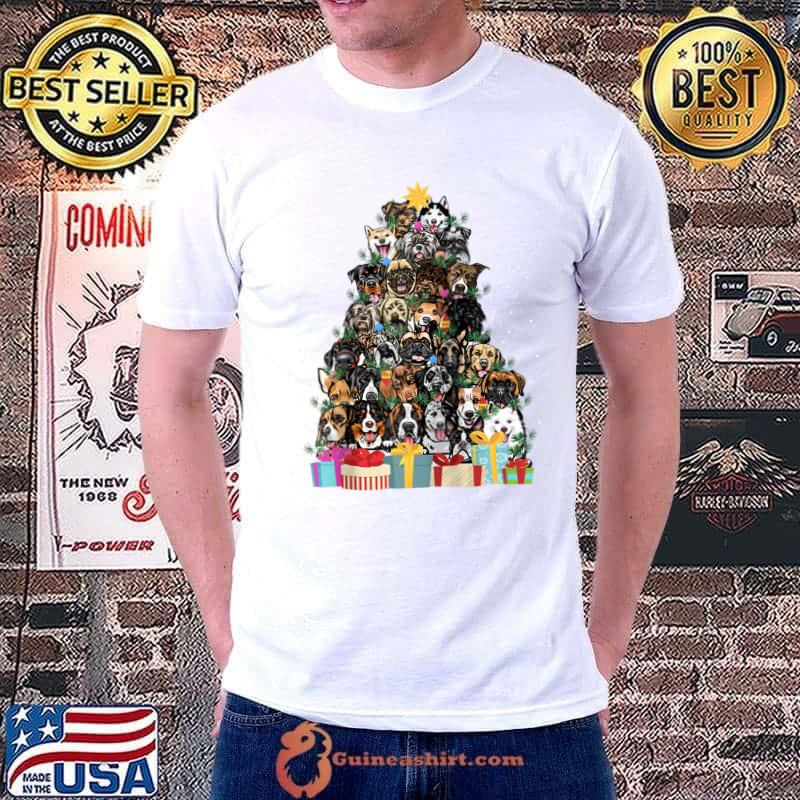 Official cute Dog Christmas Tree Fairy Lights Xmas Pet Puppy Dad Mom Raglan Baseball T-shirt