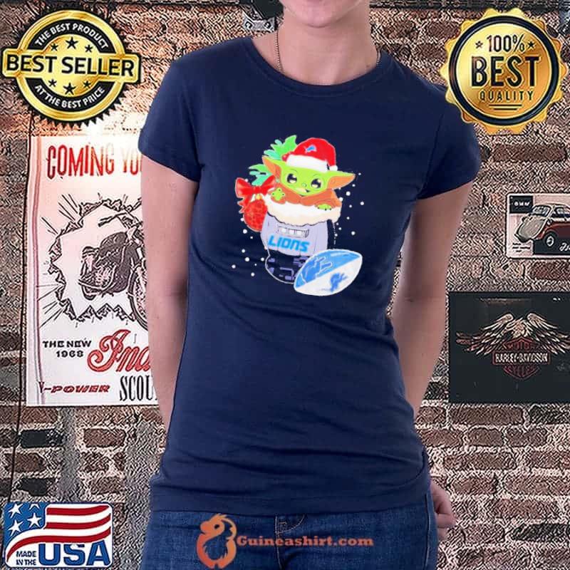 Official Detroit lions Christmas baby Yoda Star Wars happy NFL Ladiestee