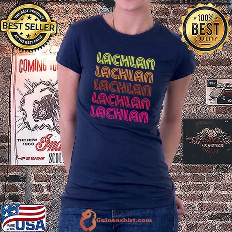 Official first Name Lachlan Funky Retro Vintage Disco T-Shirt Ladiestee