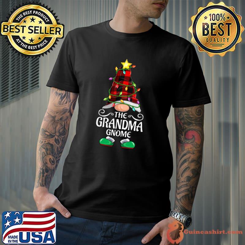 Official grandma Gnome Buffalo Plaid Matching Family Christmas Pajama T-Shirt