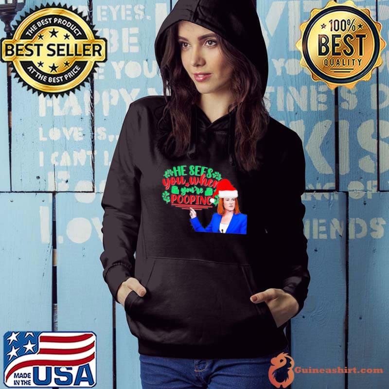 Official He Seen You When You’r Pooping Let’s Go Biden Christmas T-Shirt