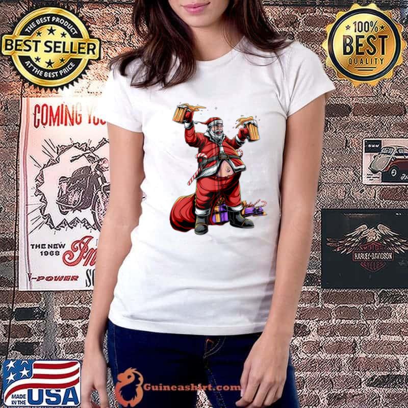 Official holiday Santa Claus Funny Christmas Beer Drinking Humor T-s Ladiestee