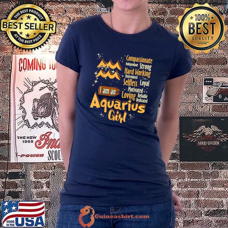 Official i Am An Aquarius Girl Zodiac Sign Women Funny T-Shirt Ladiestee