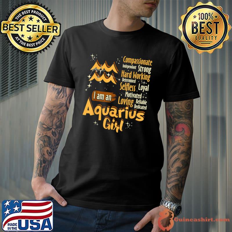 Official i Am An Aquarius Girl Zodiac Sign Women Funny T-Shirt