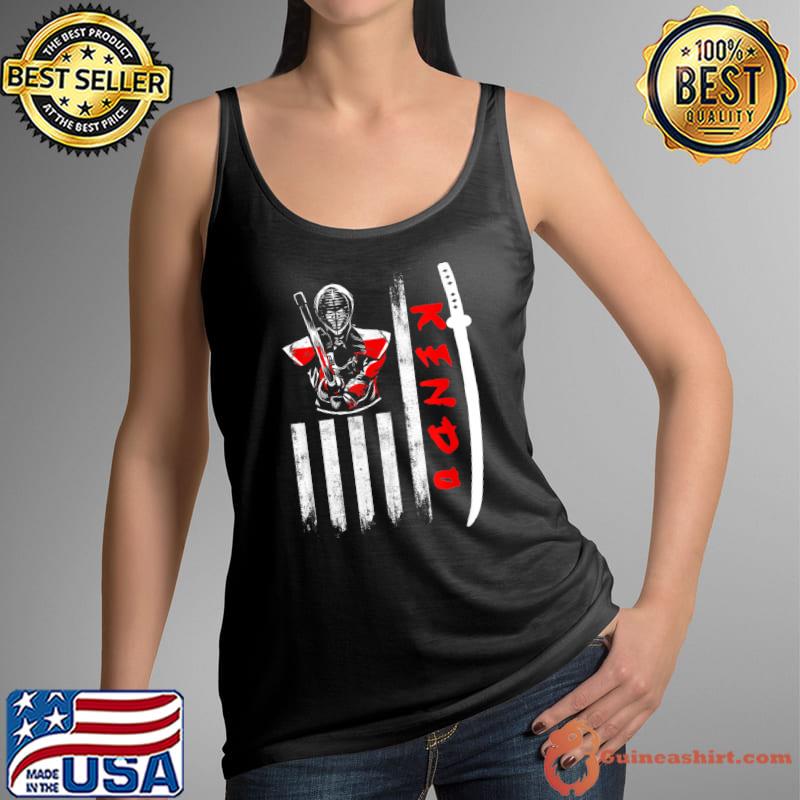 Official kendo Japan Martial Arts USA Flag Japanese Warrior Samurai T-Shirt Tank Top