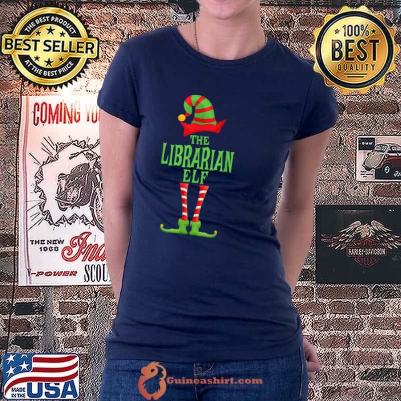 Official LIBRARIAN Elf Funny Novelty Family Christmas Pajama Party T Shirt Ladiestee