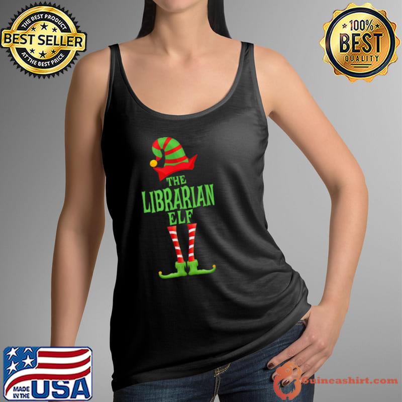 Official LIBRARIAN Elf Funny Novelty Family Christmas Pajama Party T Shirt Tank Top