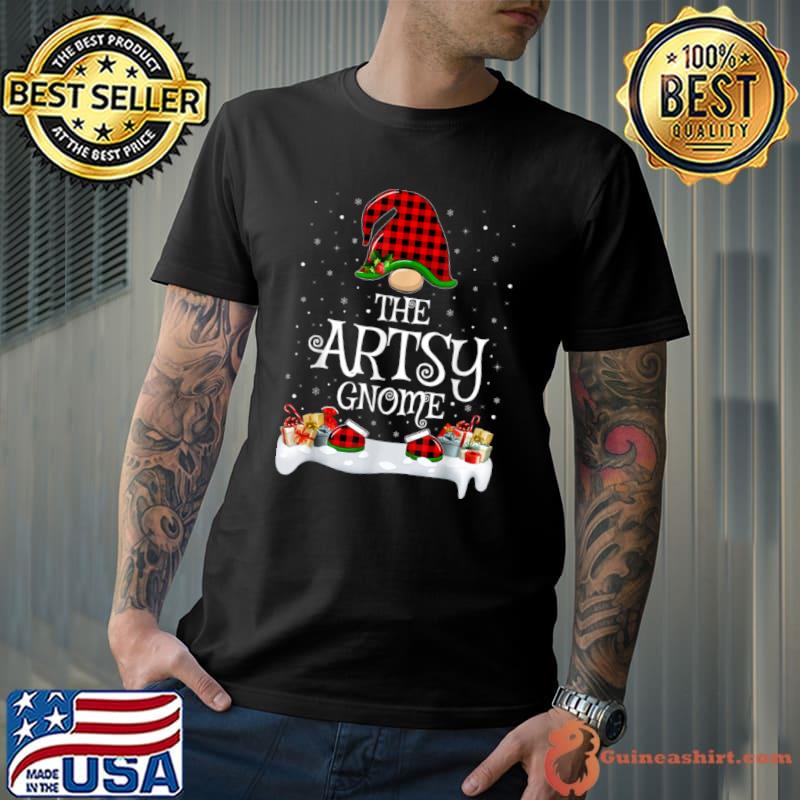 Official Matching Red Buffalo Plaid The Artsy Gnome Christmas T Shirt