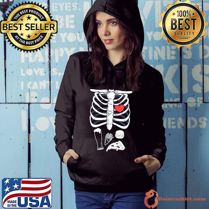 Official skeleton Halloween Beer Pizza French Fries Burger Costume T-s Hoodie