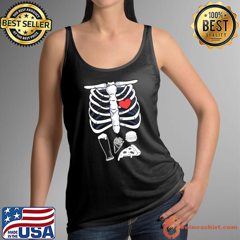 Official skeleton Halloween Beer Pizza French Fries Burger Costume T-s Tank Top