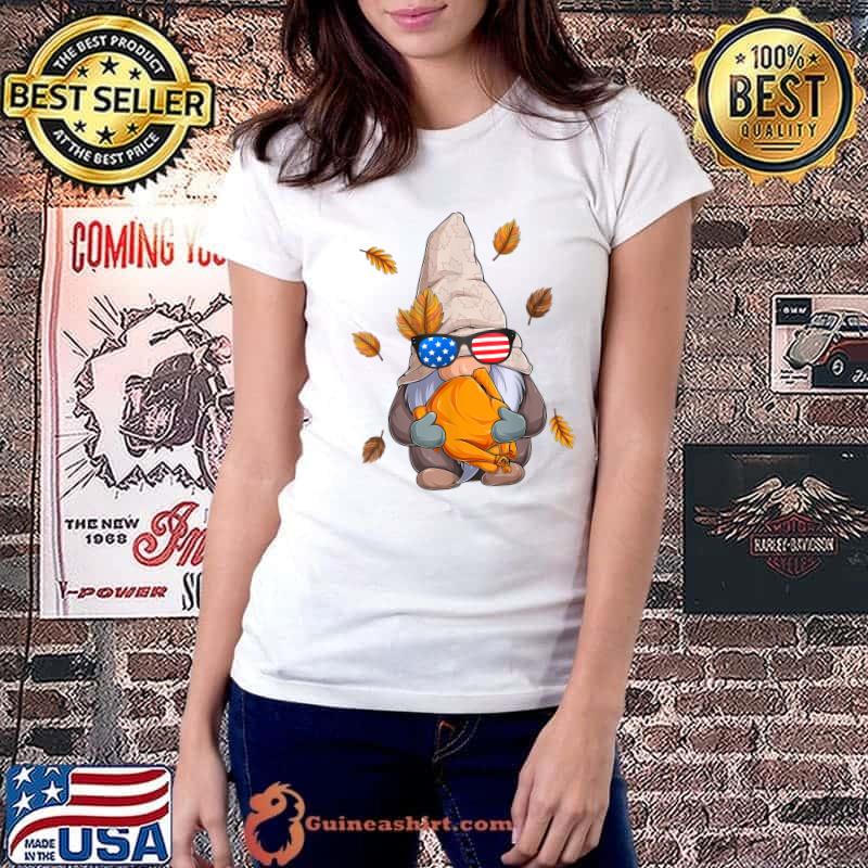 Official uSA Gnome Autumn Fall Thanksgiving T-Shirt Ladiestee