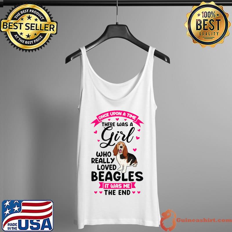 Official womens Once time there was girl who loved beagles Dog Premium T-Shirt Tank Top