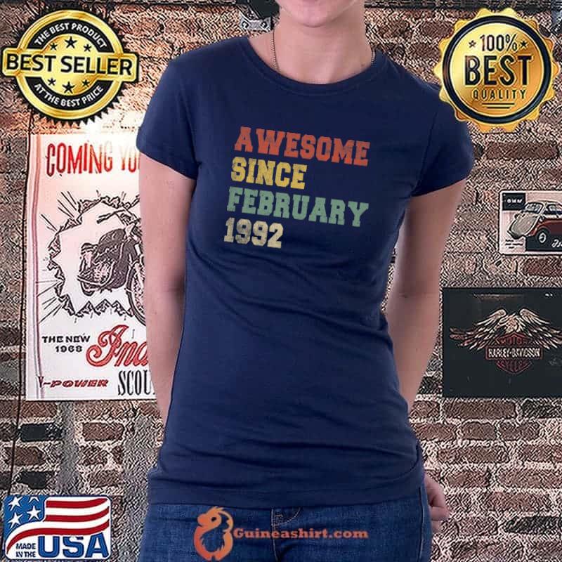 Original 30th Retro Birthday Vintage Awesome Since February 1992 Premium T-Shirt Ladiestee