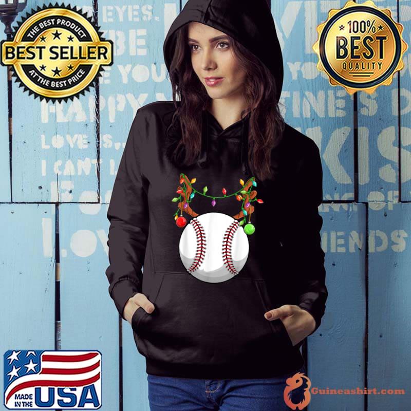 Original baseball Ball Reindeer Christmas Ornaments Family Pajama Mom T-Shirt Hoodie