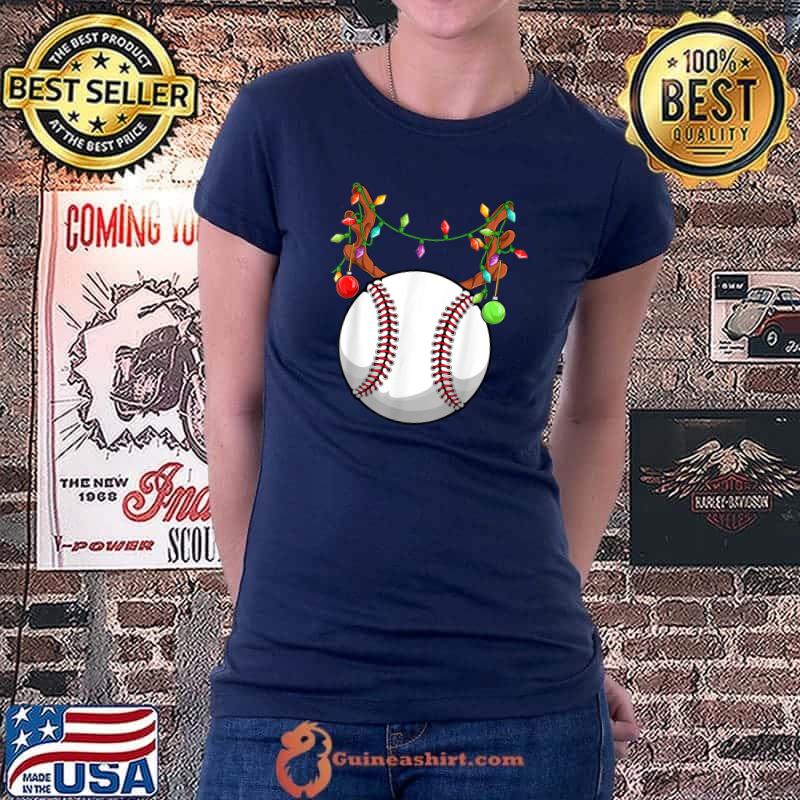Original baseball Ball Reindeer Christmas Ornaments Family Pajama Mom T-Shirt Ladiestee