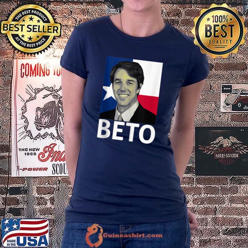 Original Beto For Texas 2022 Governor Portrait Vote 22 flag T- Ladiestee