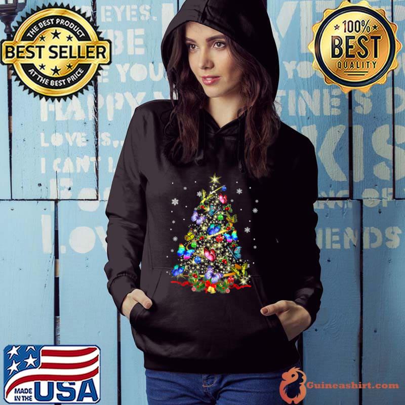 Original Butterfly Christmas Tree Lights Pajamas Xmas Butterfly Lover T-Shirt