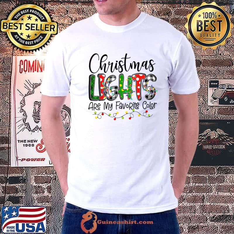 Original christmas Lights Are My Favorite Color Leopard Print Xmas T-Shirt