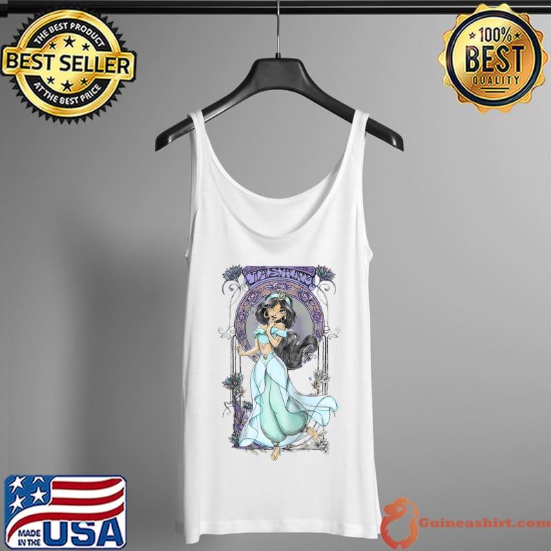 Original disney Aladdin Jasmine Floral Portrait T-Shirt Tank Top