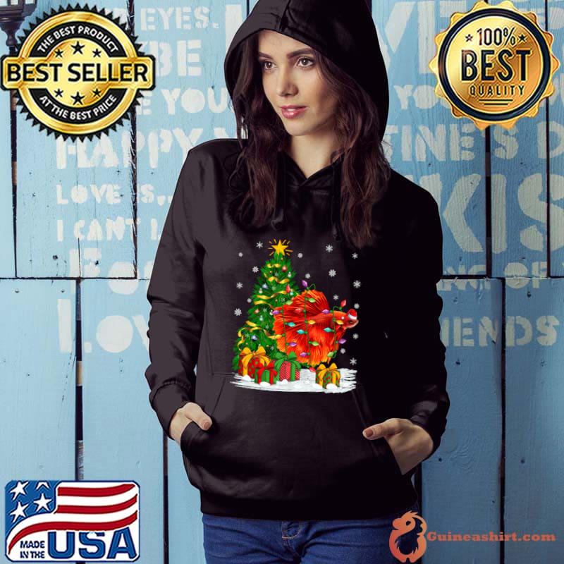 Original family Matching Santa Hat Betta Fish Christmas T-Shirt Hoodie