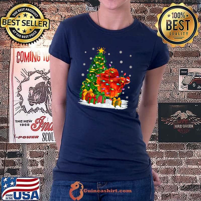 Original family Matching Santa Hat Betta Fish Christmas T-Shirt Ladiestee
