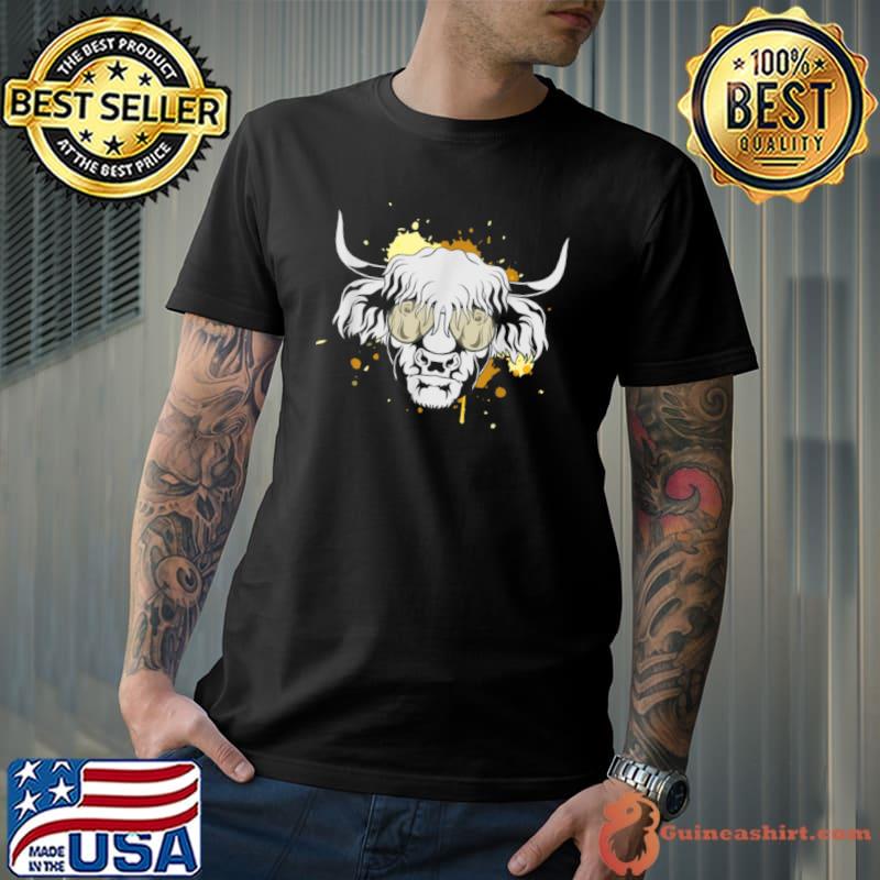 Original funny Farm Animal Cool Sunglasses Scottish Highland Cow T Shirt